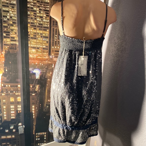 MIILLA - NWT - stretchy olive dress w sequins, adj. straps, lined - L - Picture 14 of 16